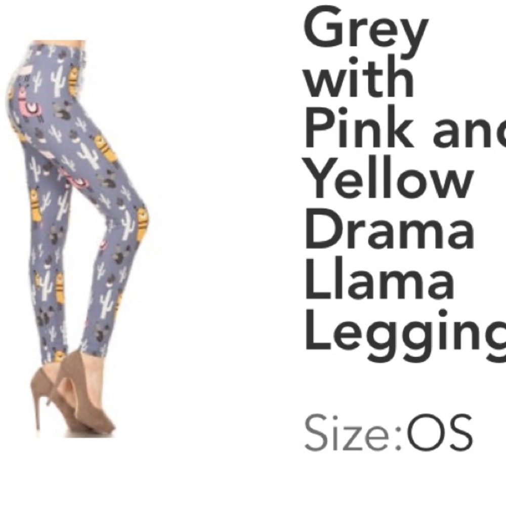 New leggings size OS pink and yellow Drama Llama